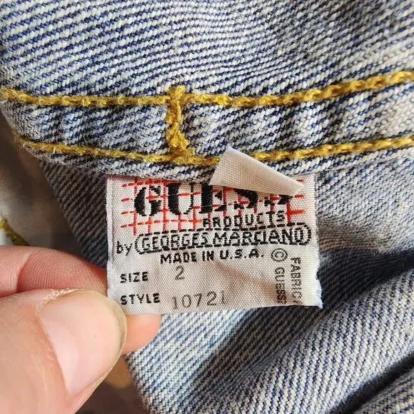 VTG Guess Georges Marciano 1980s Grunge Denim Overalls Sz 2 Retry 80s Acid Wash - Picture 9 of 9